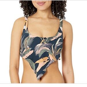 Skye Standard Mia Tasmania Leaf Print Crop Bikini Top with Front Tie size XL new